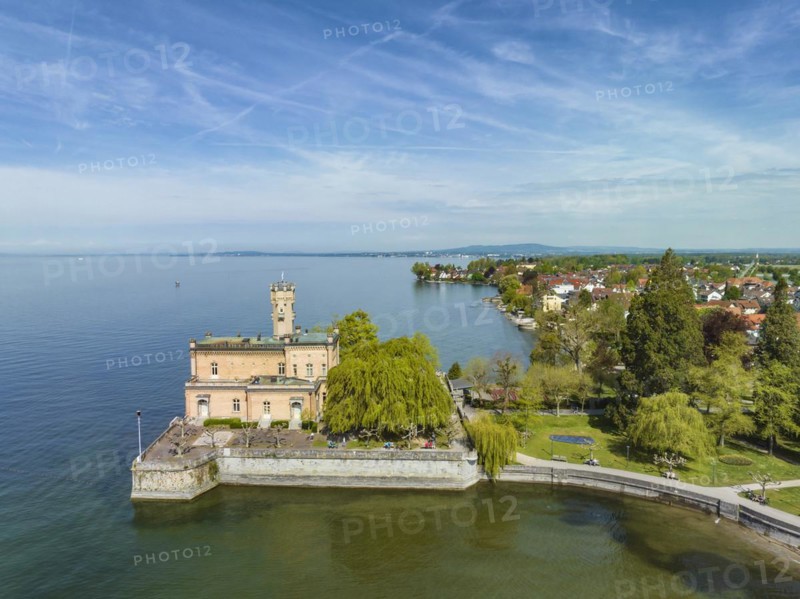 Aerial view of Montfort Castle on the shore of Lake Constance