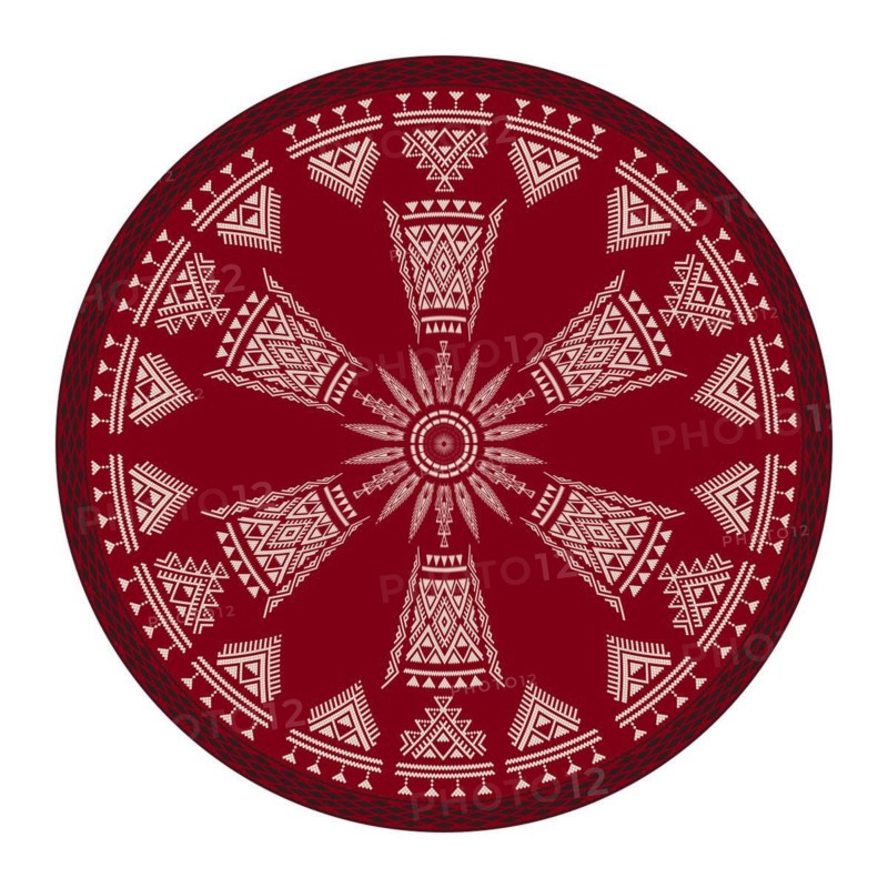Tunisian embroidery inspired round design element