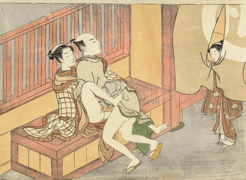 Couple having sexual intercourse being watched