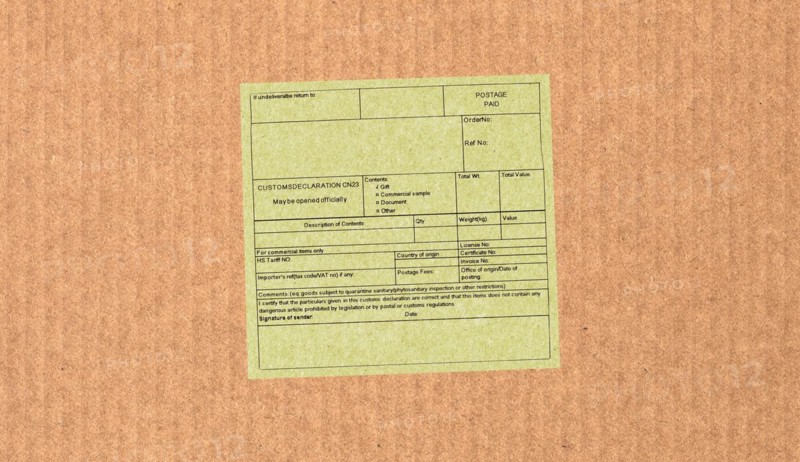 Blank customs declaration label