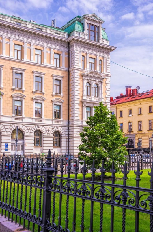 Historic patrician house architecture on Teatergatan in Gothenburg