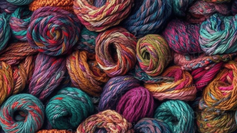Truly seamless tile of colorful knitting yarn and string background