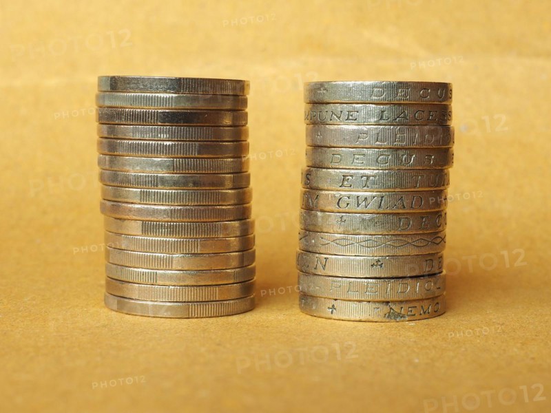 Euro and Pound coins pile
