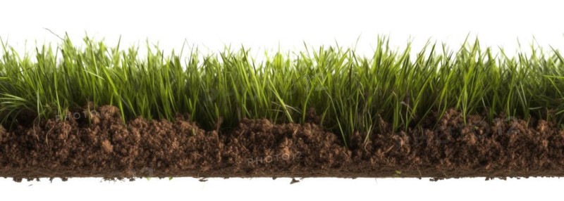 Seamless tileable row of fresh grass and soil on a white background