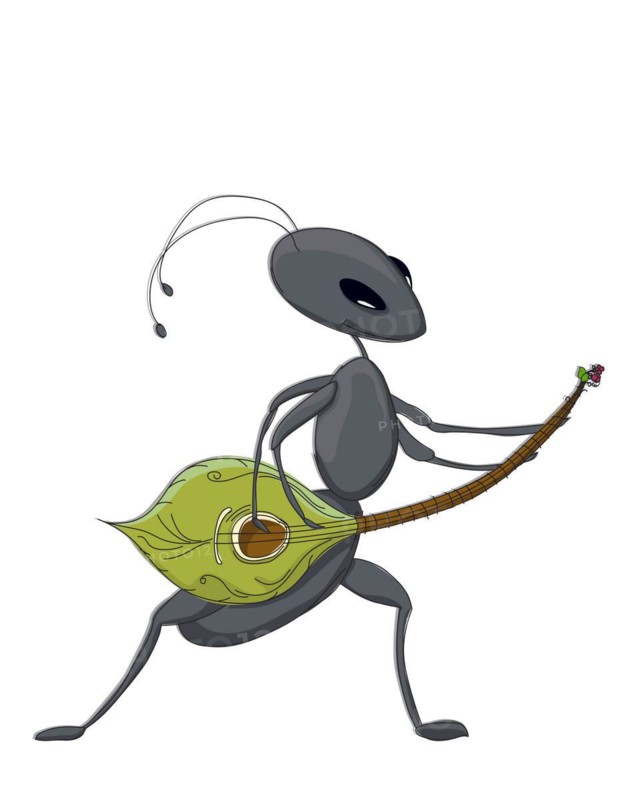 Cute ant playing guitar