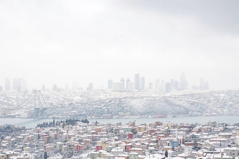 Winter views from Bosphorus Uskudar of istanbul in Turkey