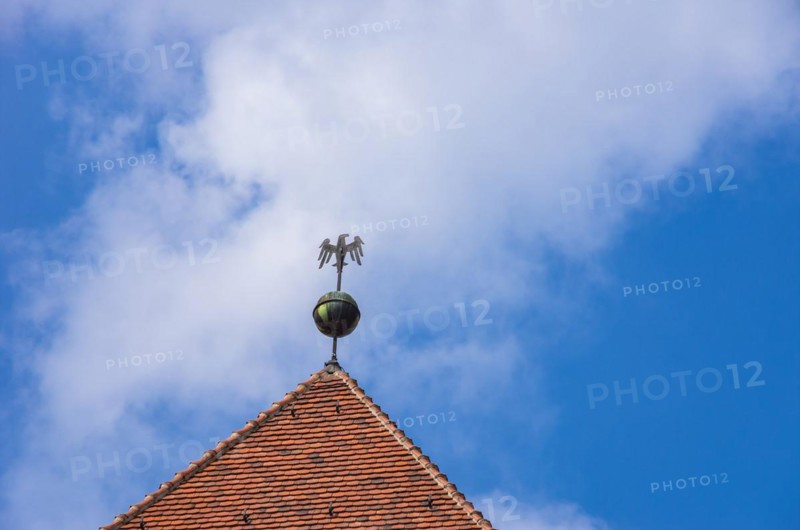 Imperial eagle on the top of one of the towers of the collegiate church of St. Servatius in Quedlinburg