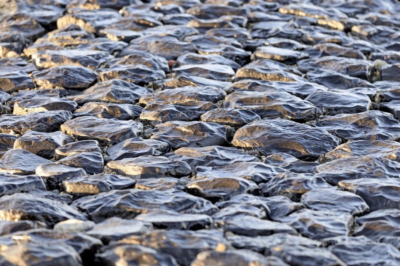 Basalt stones in the morning light
