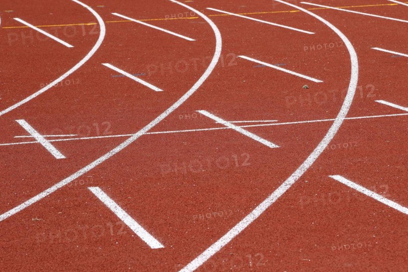 Lines on a tartan track sports field