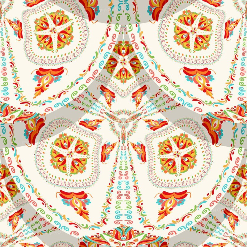 Seamless pattern design inspired by traditional Hungarian embroidery