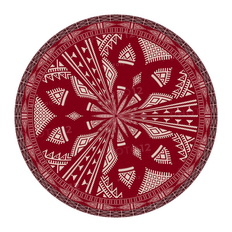 Tunisian embroidery inspired round design element
