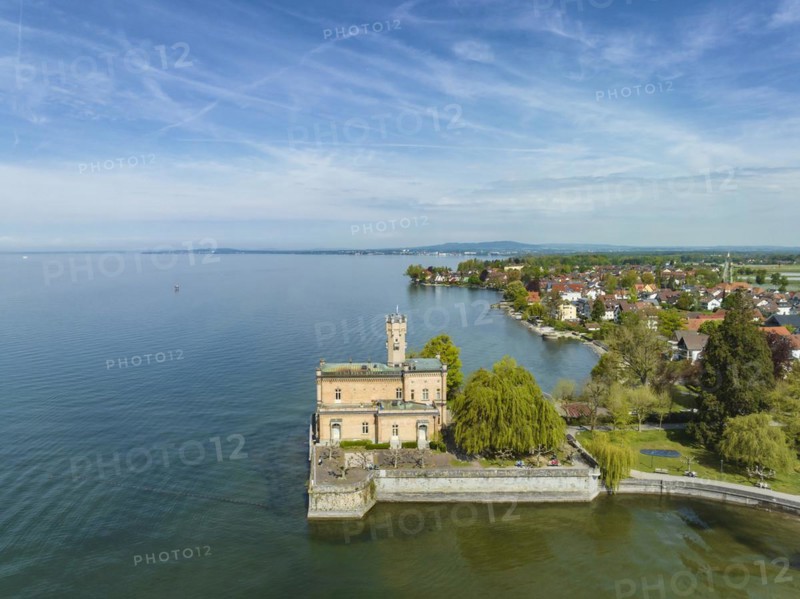 Aerial view of Montfort Castle on the shore of Lake Constance