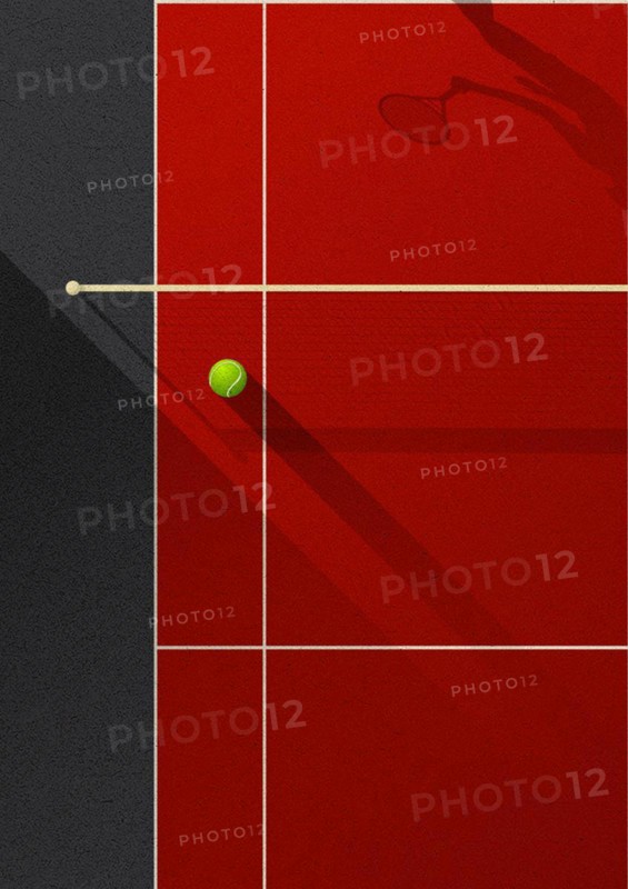 Tennis court and ball poster
