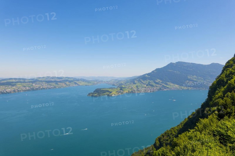 Aerial View over Lake Lucerne and Mountain in Burgenstock