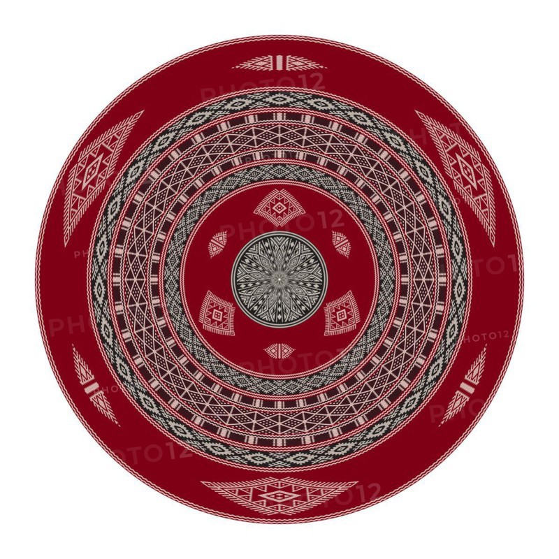 Tunisian embroidery inspired round design element
