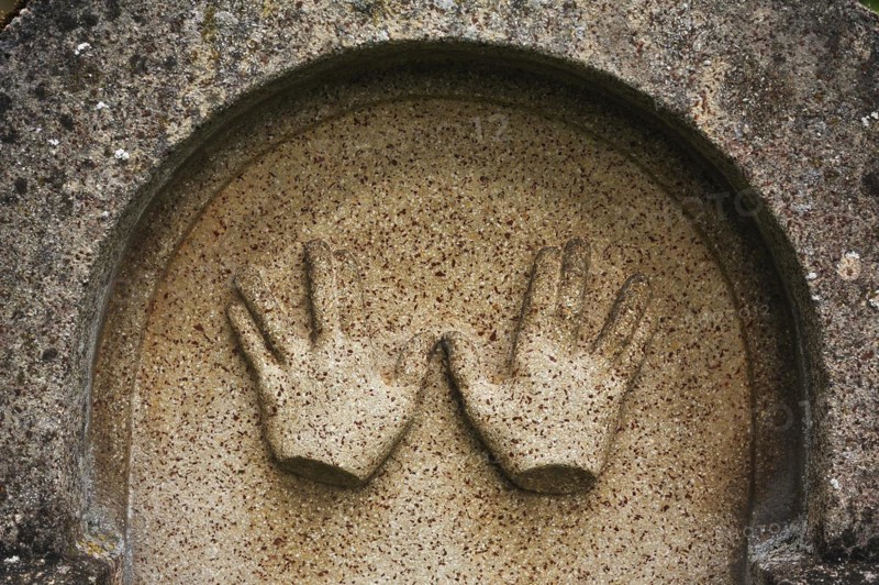Blessing hands of the Kohanim on a Jewish gravestone at the third Jewish cemetery from 1897
