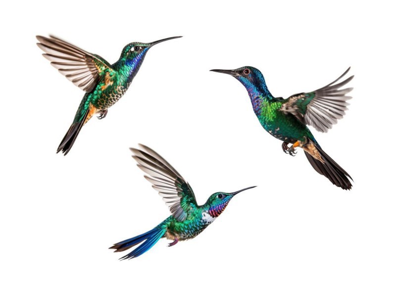 Three broad billed hummingbird