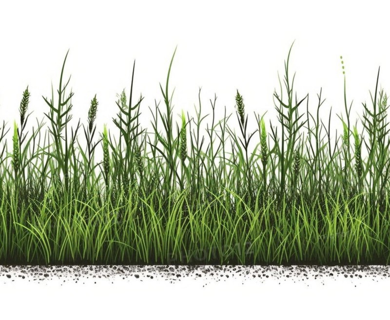 Seamless tileable row of fresh grass on a white background