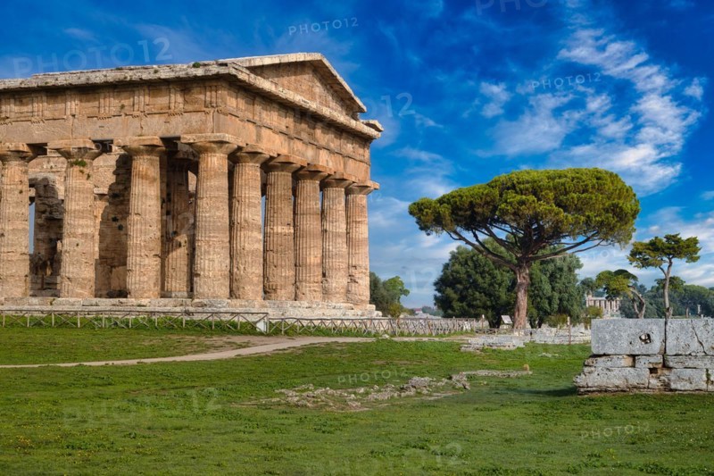The ancient Doric Greek Temple of Hera of Paestum built in about 460-450 BC. Paestum archaeological site