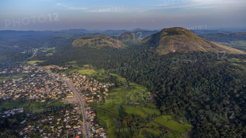 Aerial of the granite mountains in Central Guinea