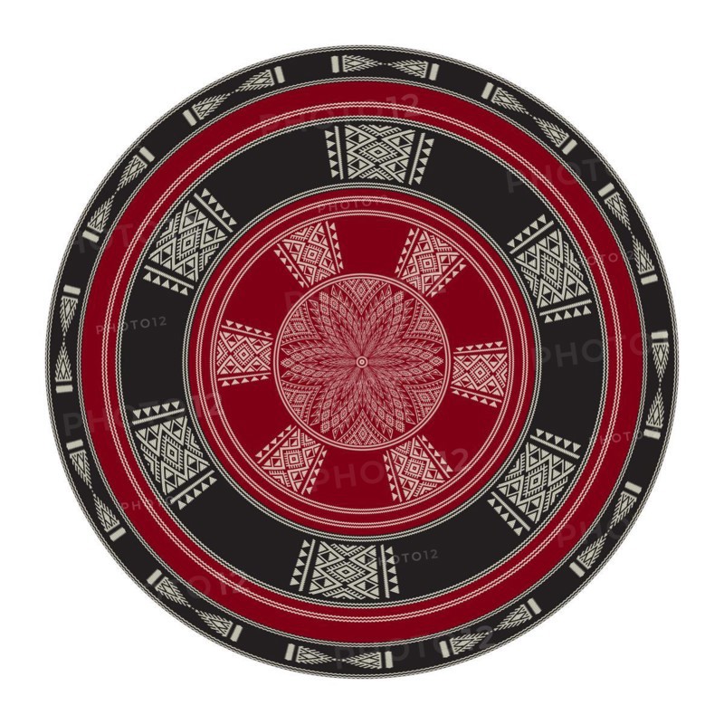 Tunisian embroidery inspired round design element