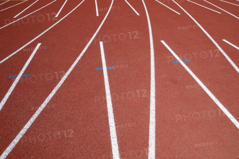 Lines on a tartan track sports field