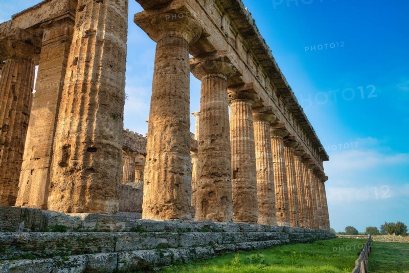 The ancient Doric Greek Temple of Hera of Paestum built in about 460-450 BC. Paestum archaeological site