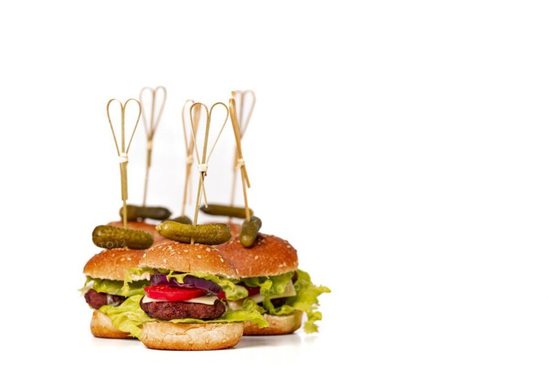 Group of small vegetarian hamburgers
