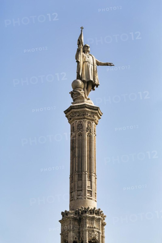 Statue of Columbus in white marble