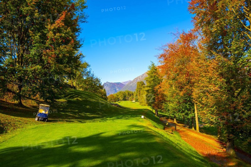 Hole 5 Golf Course Menaggio with Mountain View in Autumn in Lombardy
