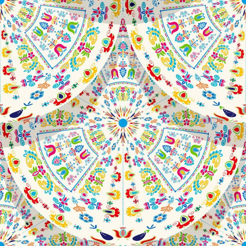 Seamless pattern design inspired by traditional Hungarian embroidery