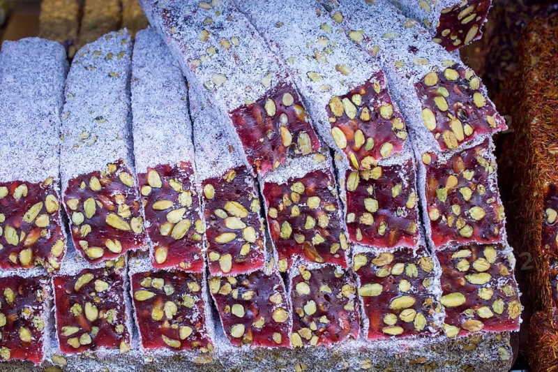 Load of traditional turkish delight lokum candy