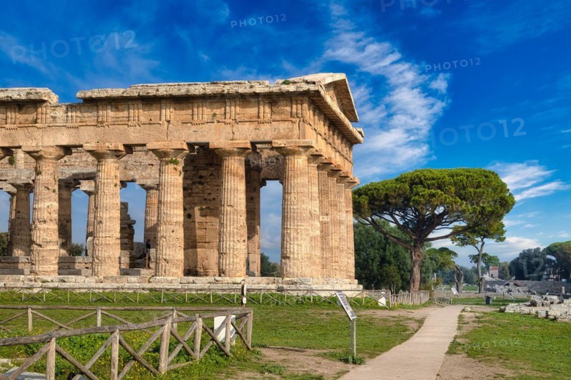 The ancient Doric Greek Temple of Hera of Paestum built in about 460-450 BC. Paestum archaeological site