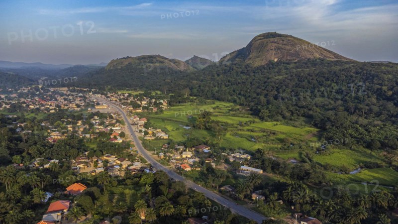 Aerial of the granite mountains in Central Guinea