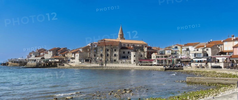 Beach and city view of the coastal town of Umag