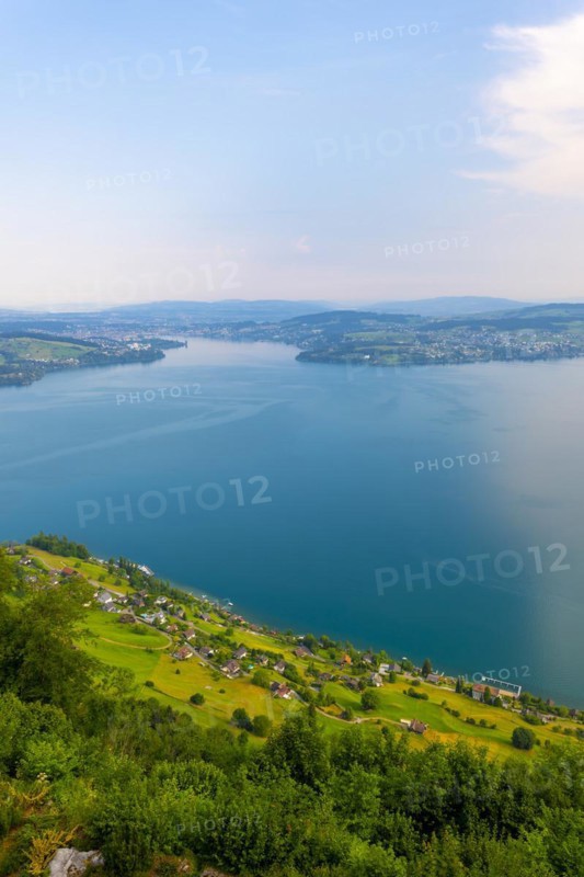 Aerial View over Lake Lucerne and Mountain in Burgenstock