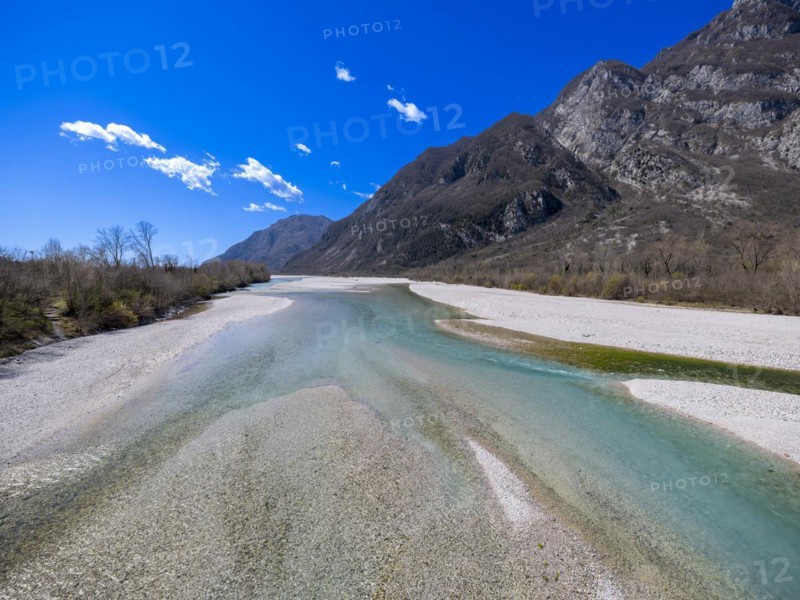 River Tagliamento at the edge of the Alps in Venzone