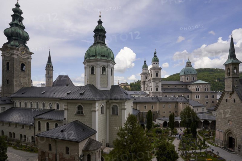 View of Salzburg Cathedral and St. Peter's Abbey