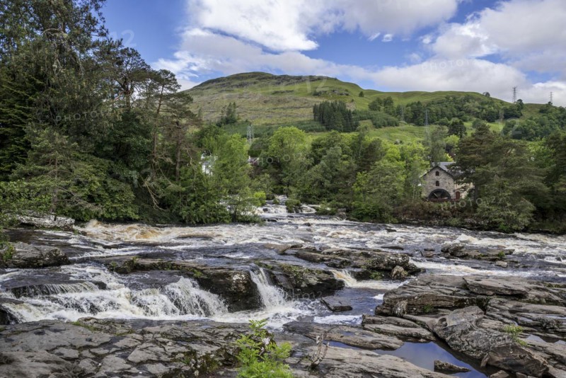 Falls of Dochart in the village Killin and the Old Mill