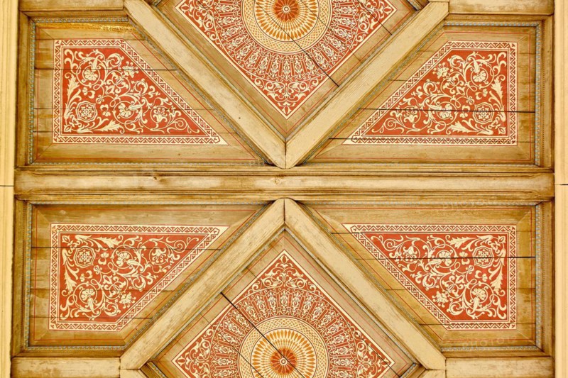 Detail of painted wooden ceiling