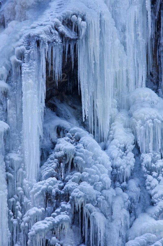 Frozen Radau waterfall in winter near Bad Harzburg