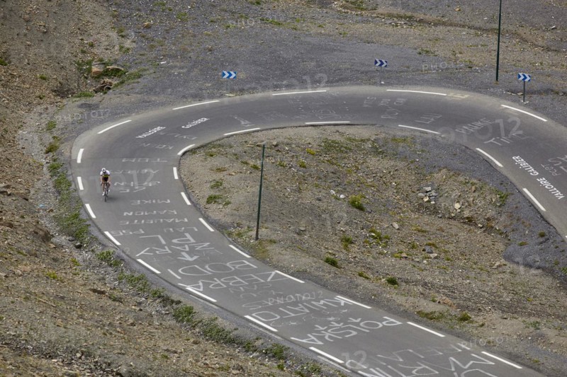 Cyclists on the Col du Galibier