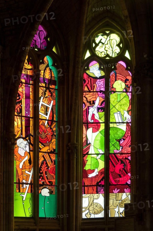 Nevers. Cathedral Saint-Cyr-Sainte-Julitte. The largest collection of contemporary stained glass windows in Europe by the artists Raoul Ubac