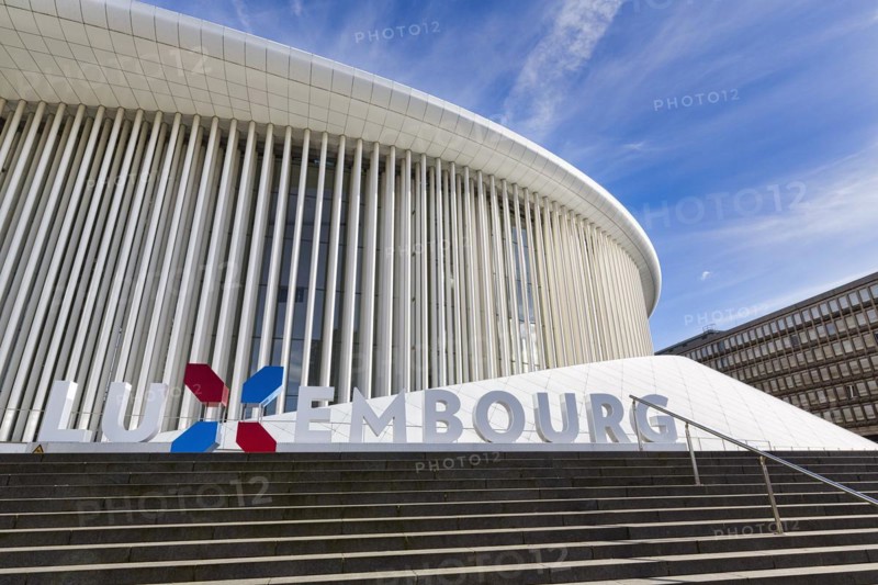 Philharmonie Luxembourg with lettering