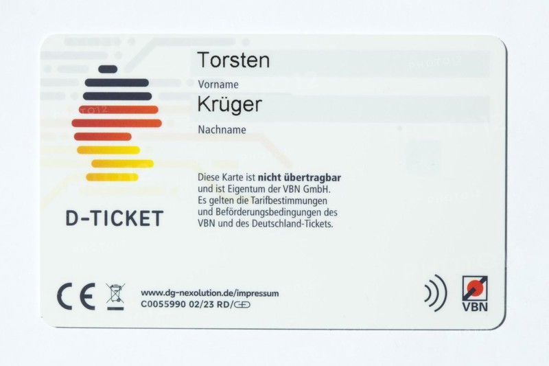 Deutschland-Ticket D-Ticket or 49 euro ticket for local transport on a chip card