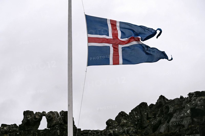 Icelandic flag in Thingvellir National Park