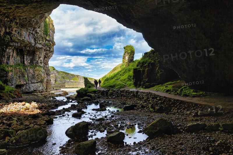 Visitors in the cave entrance
