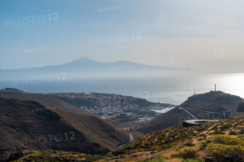 View of San Sebastian de la Gomera from a viewpoint on the mountain in La Gomera