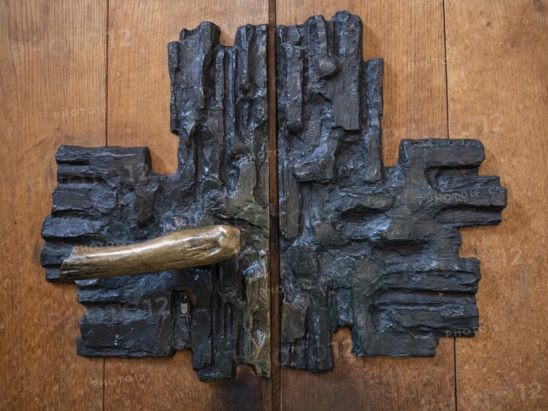 Door handles on the entrance door to the Minster of St. Mary and St. Mark