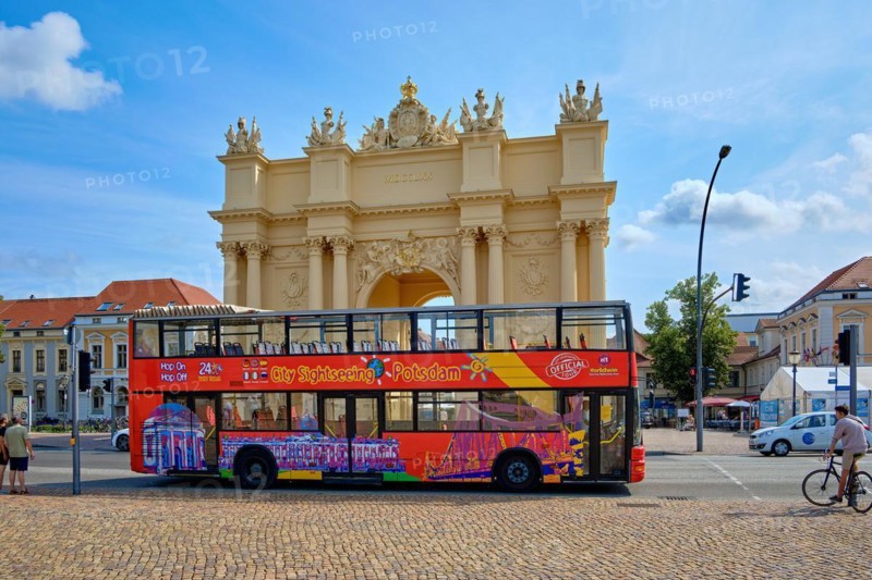 Traffic situation on Luisenplatz at the Brandenburg Gate in Potsdam